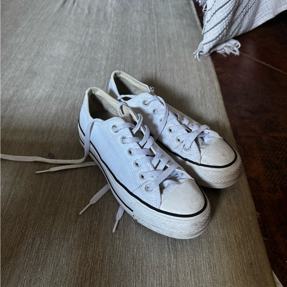 White Converse Platform Low Top Sneakers